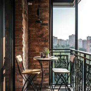 Industrial-style Balcony With Metal Railings