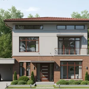 Modern Masterpiece with Brick and Flair