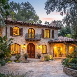 Preview of Tuscan Stone Castle with a Twilight Glow