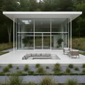 Silhouette-Edge Pavilion With Sunken Court