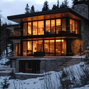 Frosty Luminescent Lodge with a View