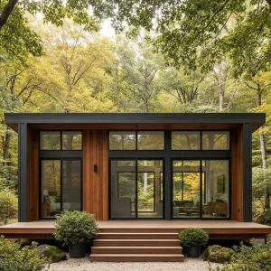 Glassfront Woodland Cottage With Gravel Court