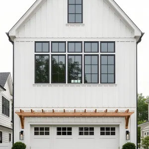 Crisp Farmhouse with Snappy Garage Facade