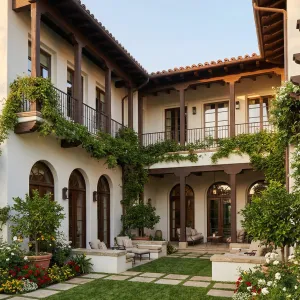 Vine-Covered Villa Courtyard Garden Lounge