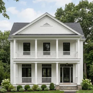 Crisp White Colonial With Stacked Porches