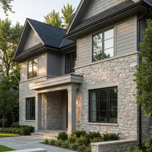 Subtle Gray Stone Suburban Hideaway