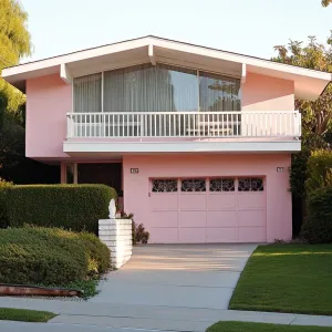 Blushing Beauty in Pastel Suburbia