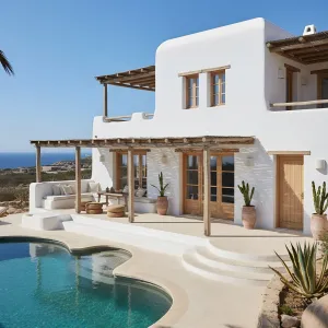 Drifted Stucco Pergola Pool House