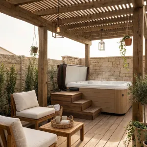 Rustic Pergola Soak And Lounge