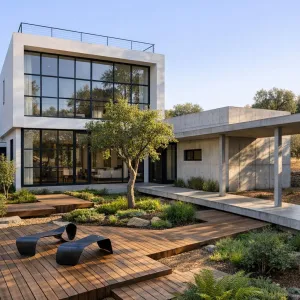 Terraced Courtyard Deck With Glass Loft