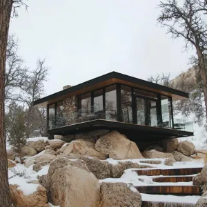 Frosty Fortress Perched on Rocks