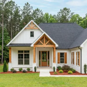 Modern Farmhouse Porch With Warm Timber Accents