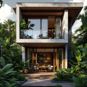 Modern Boxy Retreat in Lush Surroundings