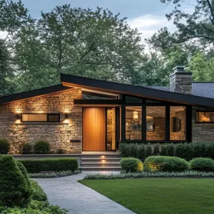 Mid-Century Stone Hideaway with a Glow