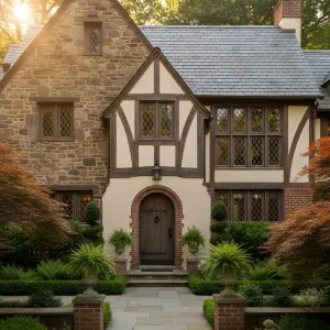 Quoined Stone Tudor with Leaded Light