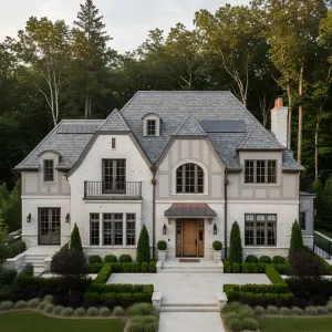 Chamfered-Copper Portico Tudor Villa