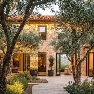 Courtyard-centric Home With Olive Trees