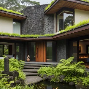 Volcanic Stone Escape: A Lush Architectural Haven
