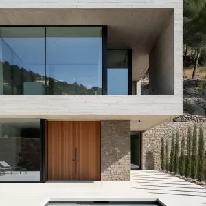 Hillside Ribbon Concrete Villa