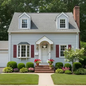 Sage Siding With Ruby Shutters