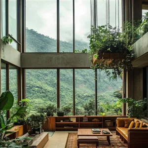 Lush Indoor Paradise With Mountain View