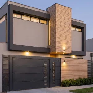 Cedar Stack House With Framed Gate
