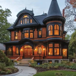 Victorian Mansion With Towers And Turrets