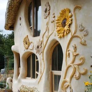 Cob Houses With Floral-patterned Exteriors