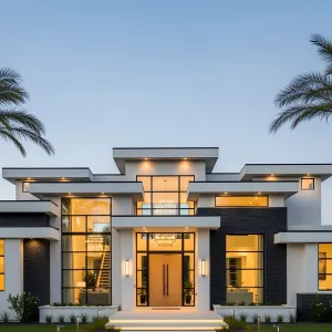 Modern Paradise Under Palm Trees