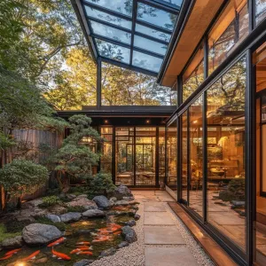 Glass Canopy Over Koi Oasis