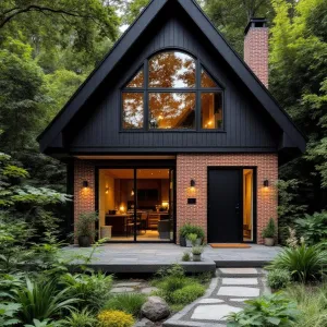 Mysterious Onyx Refuge With Brick Accents