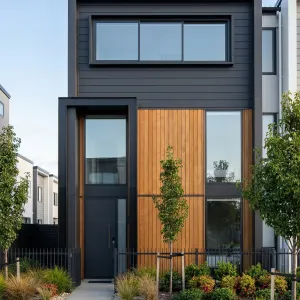 Tall Timber Facade With Pocket Garden