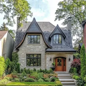 Preview of Stone Elegance With a Double-Gable Flair