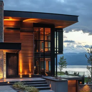 Minimalist Steel and Wood Facade