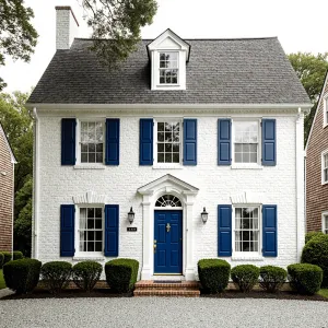 Majestic Monochrome Mansion with Blue Accents
