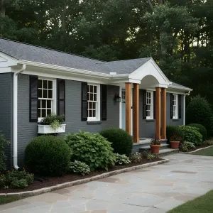 Shadowed Brick With Birch Posts