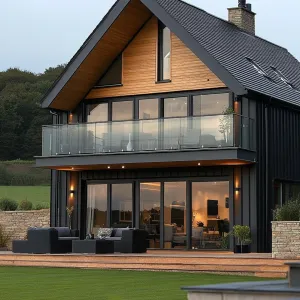Luminous Gable Escape with Stone Accents