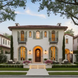 Arched Facade With Sage Shutters