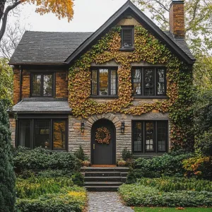 Whimsical Stone Hideaway with Autumn Flair
