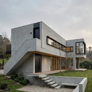Garden Edge Layered Concrete Residence