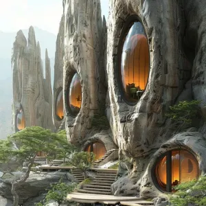 Ancient Ruins, Futuristic Pods