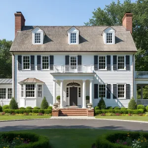 Colonial Gambrel With Stately Twin Chimneys