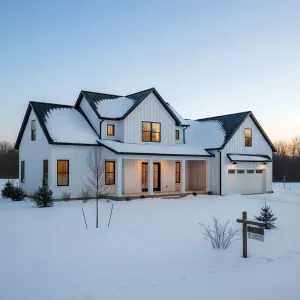 Snowlit Board-and-Batten Farmstead