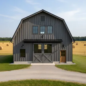 Slate-Gable Fieldside Barn Home