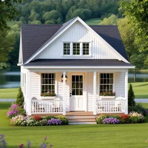 Quaint White Cottage with a Flowery Charm