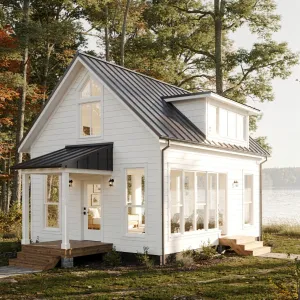 Lakeside Shiplap Cottage With Metal Gable