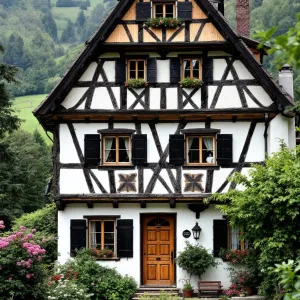 Half-Timbered Hideout with Black Shutters