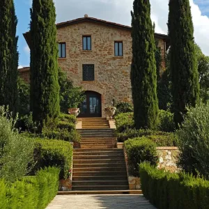 Charming Tuscan Villa with Cypress-Lined Path