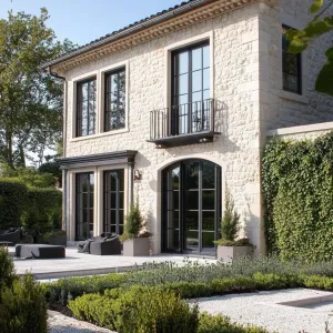 Mix of Natural Stone and Sleek Stucco