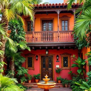 Vibrant Villa with Palm Embrace